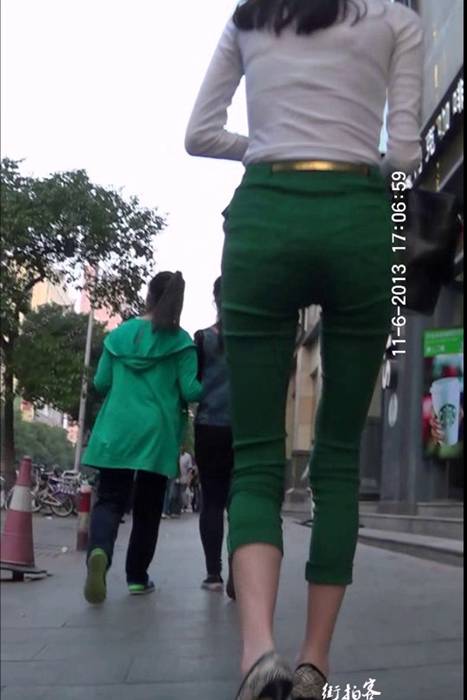 [街拍客视频]jx0075 绿色紧身裤